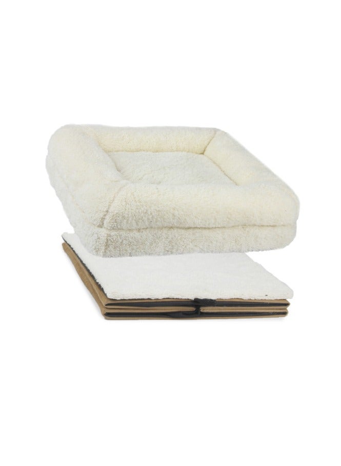 afp Cat House with Bed, Lambswool, 2 in 1 Cat Castle - Tan 35cm x 35cm x 35cm - Image 3