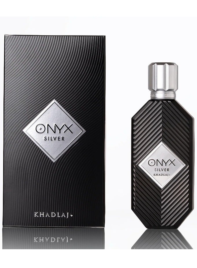 خدلج عطر أونيكس سيلفر من خدلج للجنسين – أو دو برفيوم 100 مل – رائحة حمضية منعشة مع الزنجبيل والفلفل الأسود وقاعدة دافئة من الباتشولي والتونكا – ثبات جيد – مناسب للاستخدام اليومي - Image 1