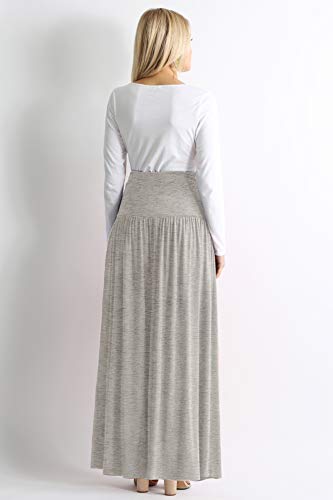 Simlu H Grey Skirts for Women Ankle Length Skirt Casual Long Skirt High Waisted Maxi Skirt Reg and Plus Size Skirt Long Skirt (Size Large, H Grey) - Image 3