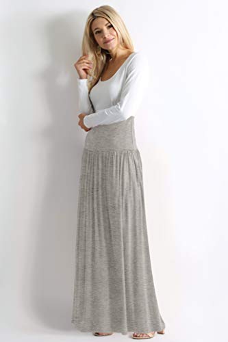 Simlu H Grey Skirts for Women Ankle Length Skirt Casual Long Skirt High Waisted Maxi Skirt Reg and Plus Size Skirt Long Skirt (Size Large, H Grey) - Image 2
