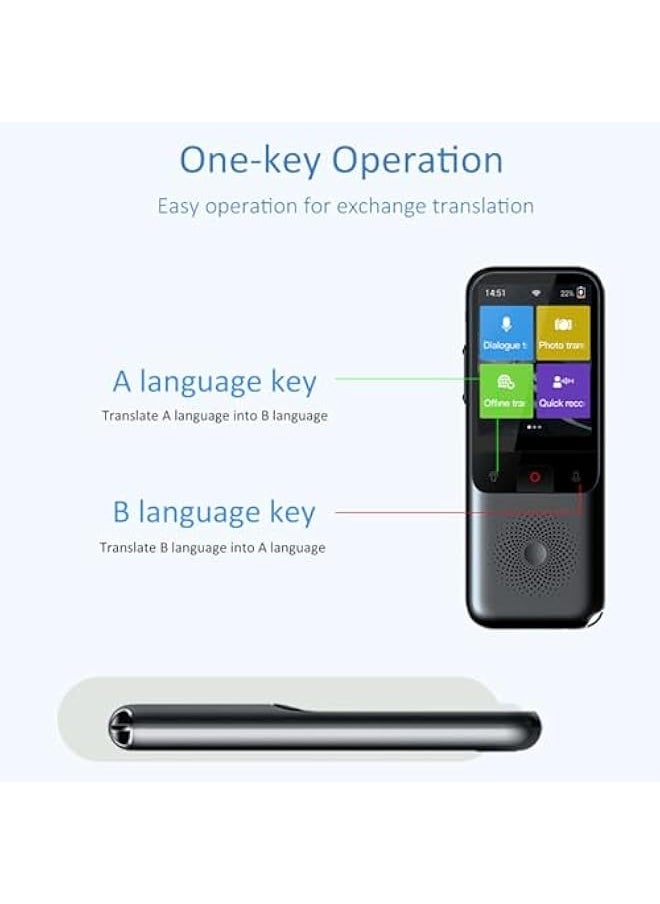 Topleo - T11 Portable Language Translator Device Voice Interpreter with 134 Languages Voice Translating 10 Offline Translation Recording Photo Translation for Travel Business Study Use - Image 1