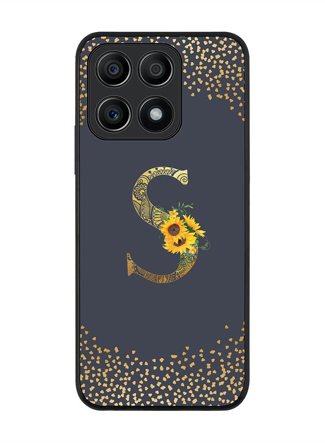 Stylizedd Rugged Black edge case for Honor X8A 4G Slim fit Soft Case Flexible Rubber Edges Anti Drop TPU Gel Thin Cover - Custom Monogram Letter Floral Pattern Alphabet - S (Grey) - Image 1