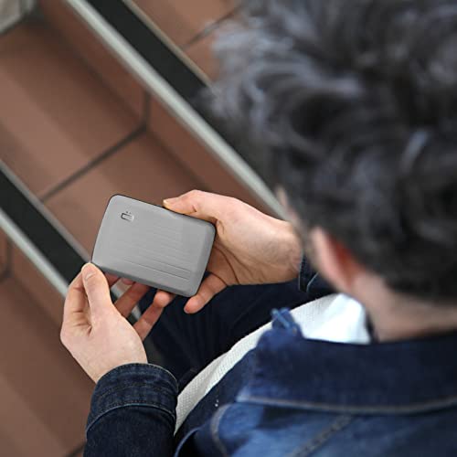 ÖGON -DESIGNS- Aluminum card holder with metal lock, RFID protection against fraud and demagnetization, compact wallet, Smart Case OSLO model (Matt paint Grey) - Image 4