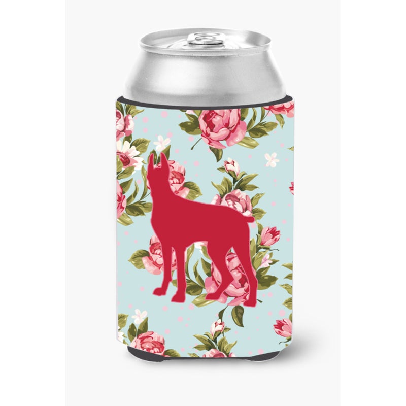 Caroline's Treasures Great Dane Shabby Chic Blue Roses Can or Bottle Beverage Insulator Hugger BB1081 