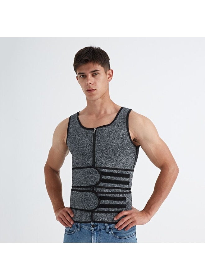 سترة ساونا لتدريب الخصر للرجال، سترة عرق لتشكيل الجسم وخسارة الوزن مع أحزمة مزدوجة وسحاب، نسخة مطورة من الكورسيه - Image 1