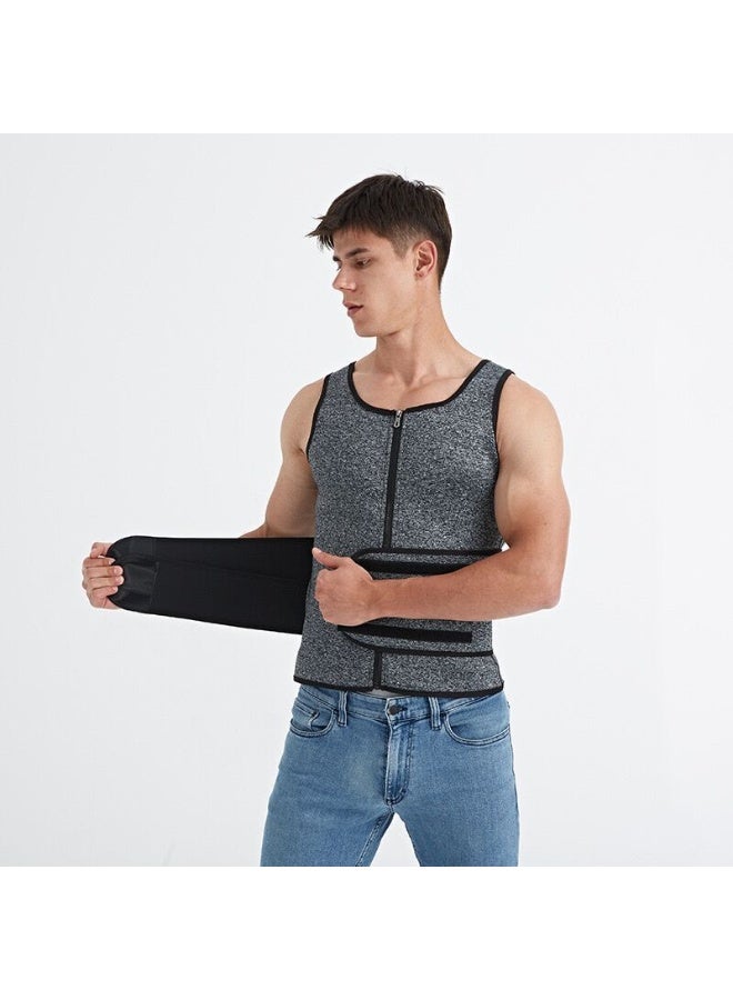 سترة ساونا لتدريب الخصر للرجال، سترة عرق لتشكيل الجسم وخسارة الوزن مع أحزمة مزدوجة وسحاب، نسخة مطورة من الكورسيه - Image 3