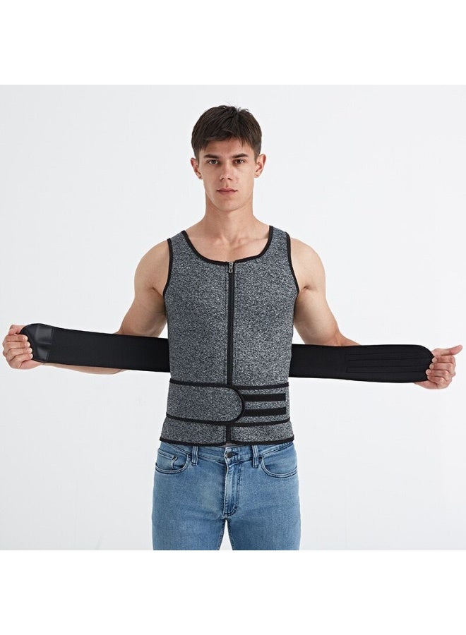 سترة ساونا لتدريب الخصر للرجال، سترة عرق لتشكيل الجسم وخسارة الوزن مع أحزمة مزدوجة وسحاب، نسخة مطورة من الكورسيه - Image 2