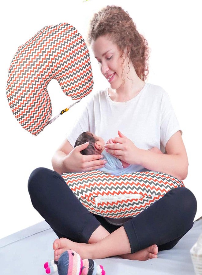 Kid's Charm وسادة رضاعة الأطفال حديثي الولادة من كيدز تشارم، بتصميم متعرج ضخم، 6 في 1، مناسبة للأطفال من عمر 4 إلى 8 أشهر، مزودة بغطاء قابل للإزالة، مصنوعة من القطن (لون وردي). - Image 1