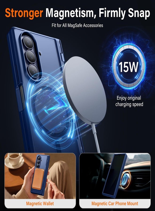 موبوسي جراب MOBOSI لهاتف سامسونج جالاكسي Z Fold 7 مع واقي شاشة للخصوصية، [متوافق مع Magsafe]، [حامل مدمج وحماية كاملة لمفصلات الهاتف] جراب هاتف مغناطيسي رفيع لهاتف Z Fold 7، أزرق - Image 4