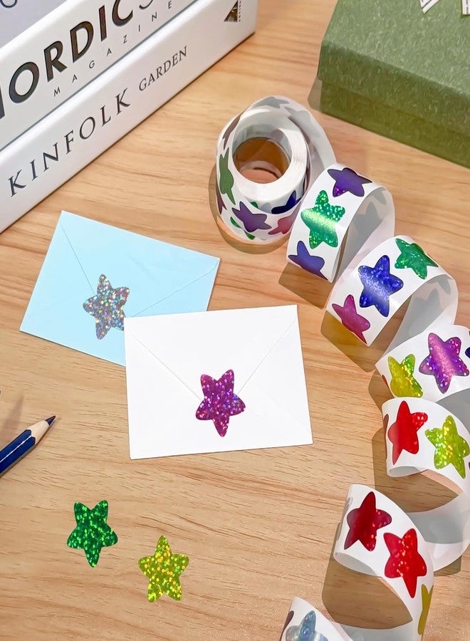 Imeepa Star Stickers for Kids Reward, 500PCS 1 Inch Foil Shiny Glitter Star Stickers for DIY, Crafts, Birthday Party, Envelope Seal, School and Classroom Teacher Supplies, 8 Colors - Image 4
