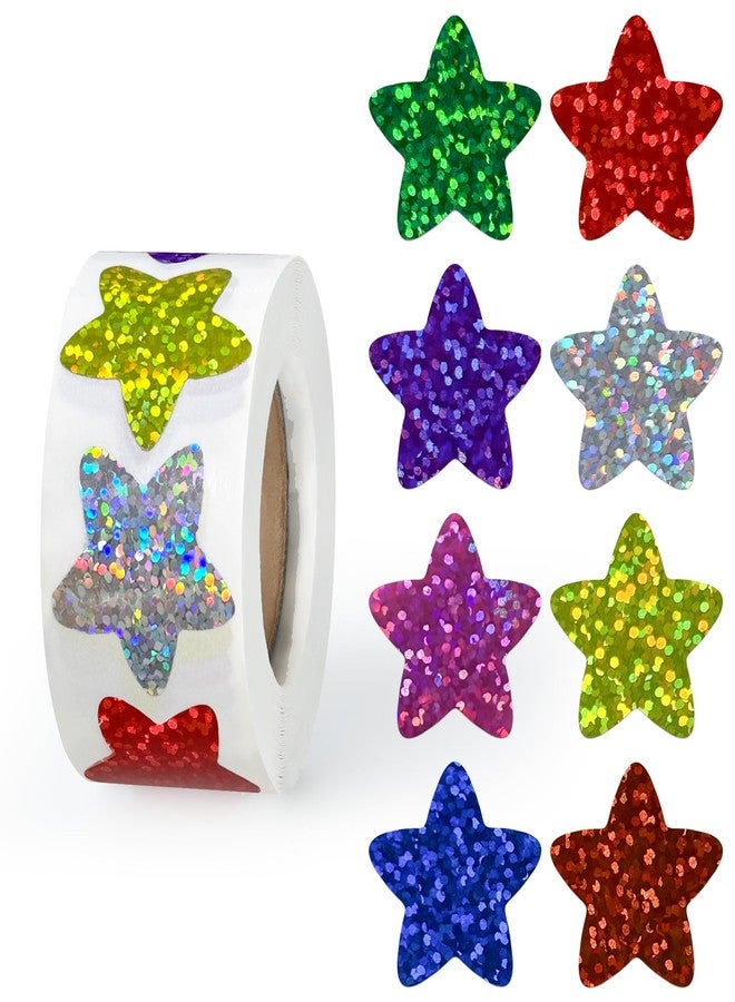 Imeepa Star Stickers for Kids Reward, 500PCS 1 Inch Foil Shiny Glitter Star Stickers for DIY, Crafts, Birthday Party, Envelope Seal, School and Classroom Teacher Supplies, 8 Colors - Image 1