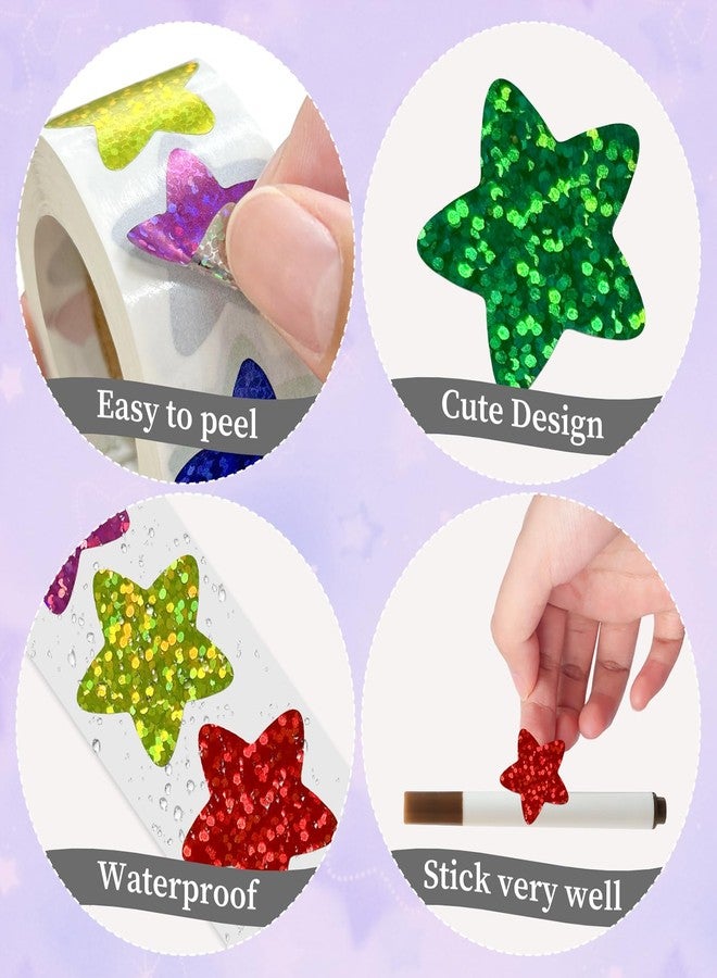 Imeepa Star Stickers for Kids Reward, 500PCS 1 Inch Foil Shiny Glitter Star Stickers for DIY, Crafts, Birthday Party, Envelope Seal, School and Classroom Teacher Supplies, 8 Colors - Image 3