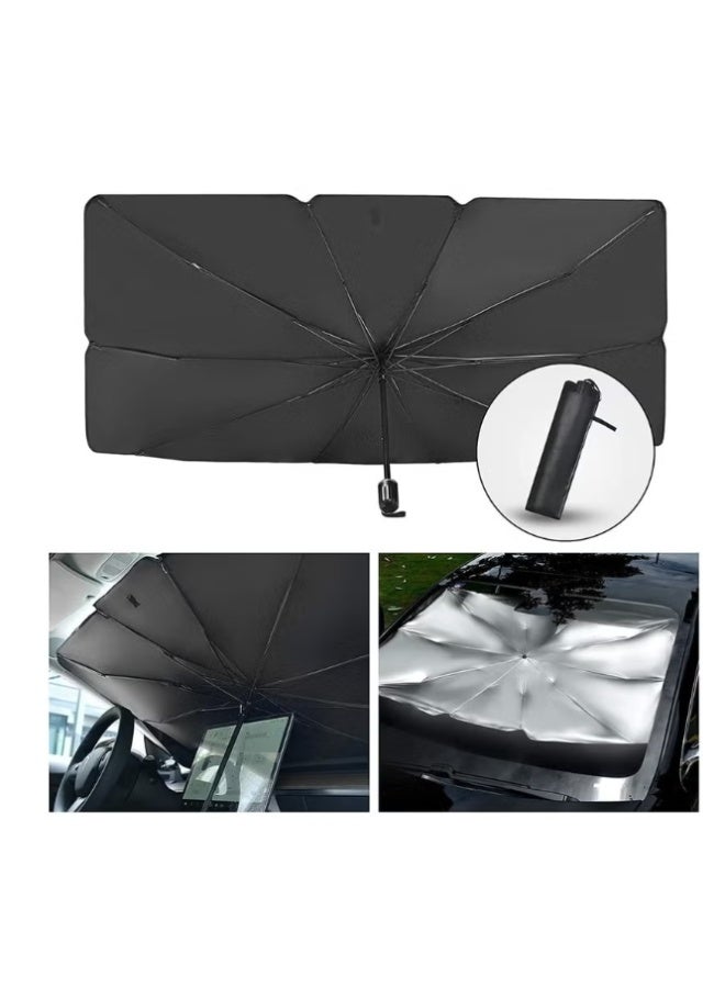 Car Sunshade Foldable Car Windshield Sun Shade Umbrella Car SUV Cover Sunshade Heat Insulation Front Window Interior Protection (Large) - Image 1