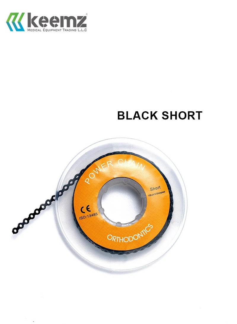 keemz Orthodontic Dental Elastic Ultra Power Rubber Chains for Braces BLACK SHORT - Image 1