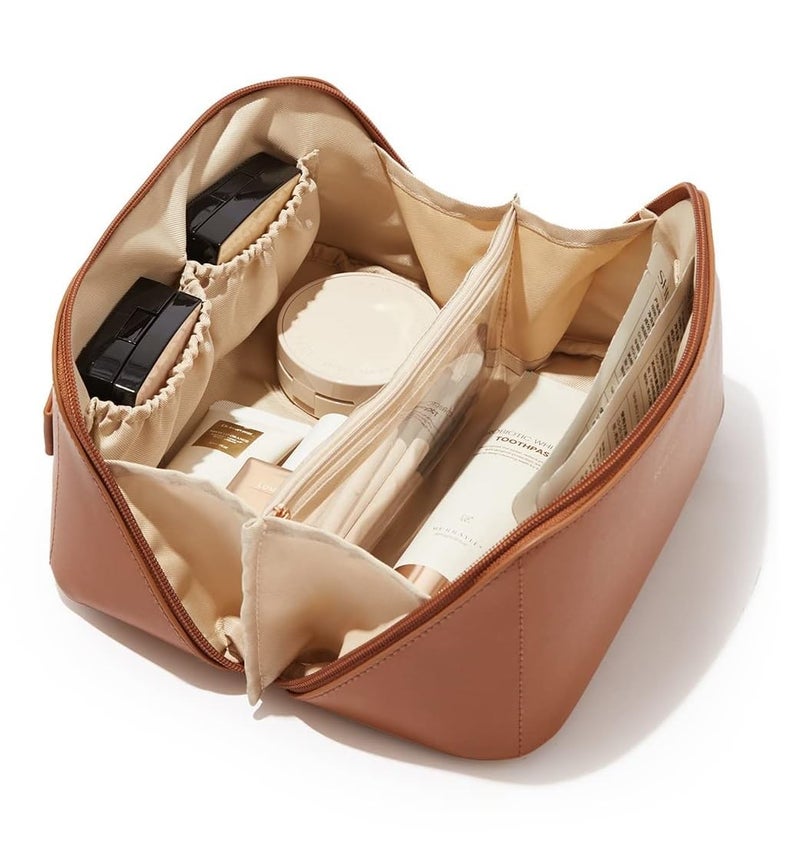 JAPP Portable Leather Toiletry Bag – Travel-Friendly Cosmetic Organizer with Sleek Finish – Ideal for Makeup, Brushes, and Personal Care Items - Image 1