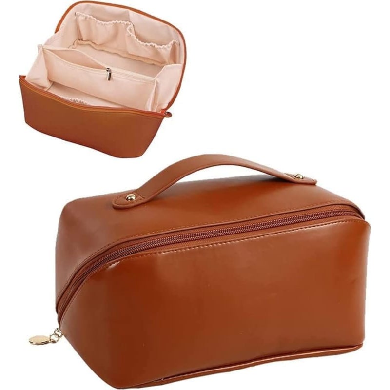 JAPP Portable Leather Toiletry Bag – Travel-Friendly Cosmetic Organizer with Sleek Finish – Ideal for Makeup, Brushes, and Personal Care Items - Image 2