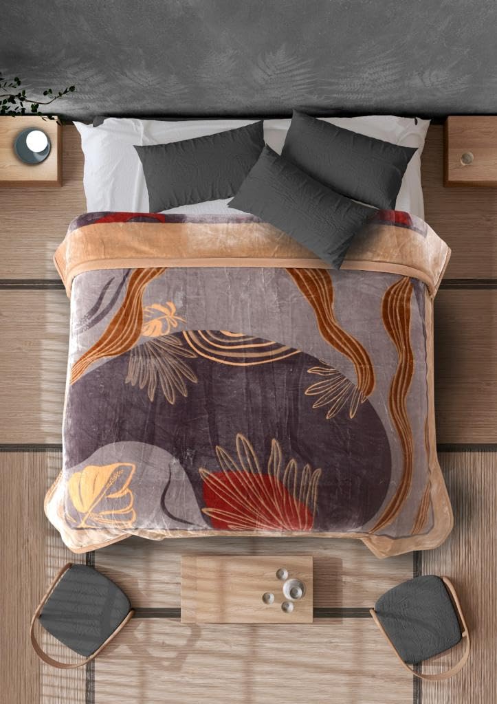 Bezzilish Home مجموعة بيزيلش للسرير الكوري للزفاف | مجموعة بطانيات غائمة مكونة من 4 قطع - 1 بطانية مع 1 ملاءة سرير و 2 غطاء وسادة خاصة للزوجين الجدد مع تغليف حقيبة فاخرة (متعدد الألوان 018)