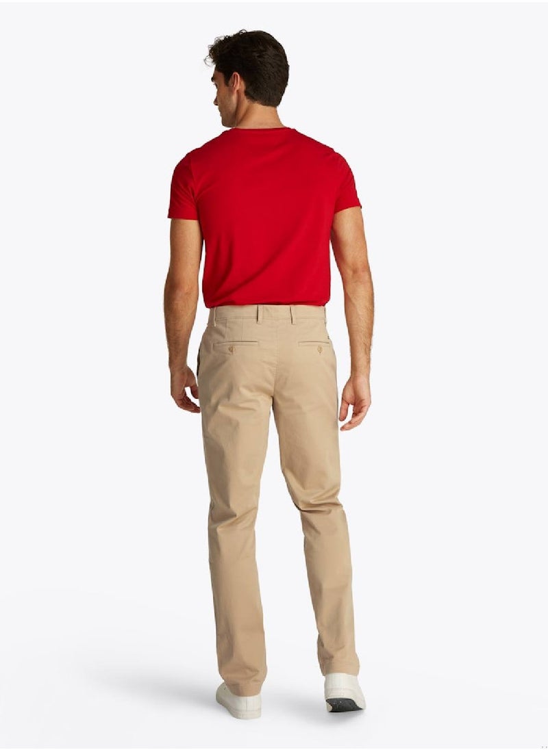 TOMMY HILFIGER Men's Straight Leg Satin Chinos - Cotton, Beige  - Image 3
