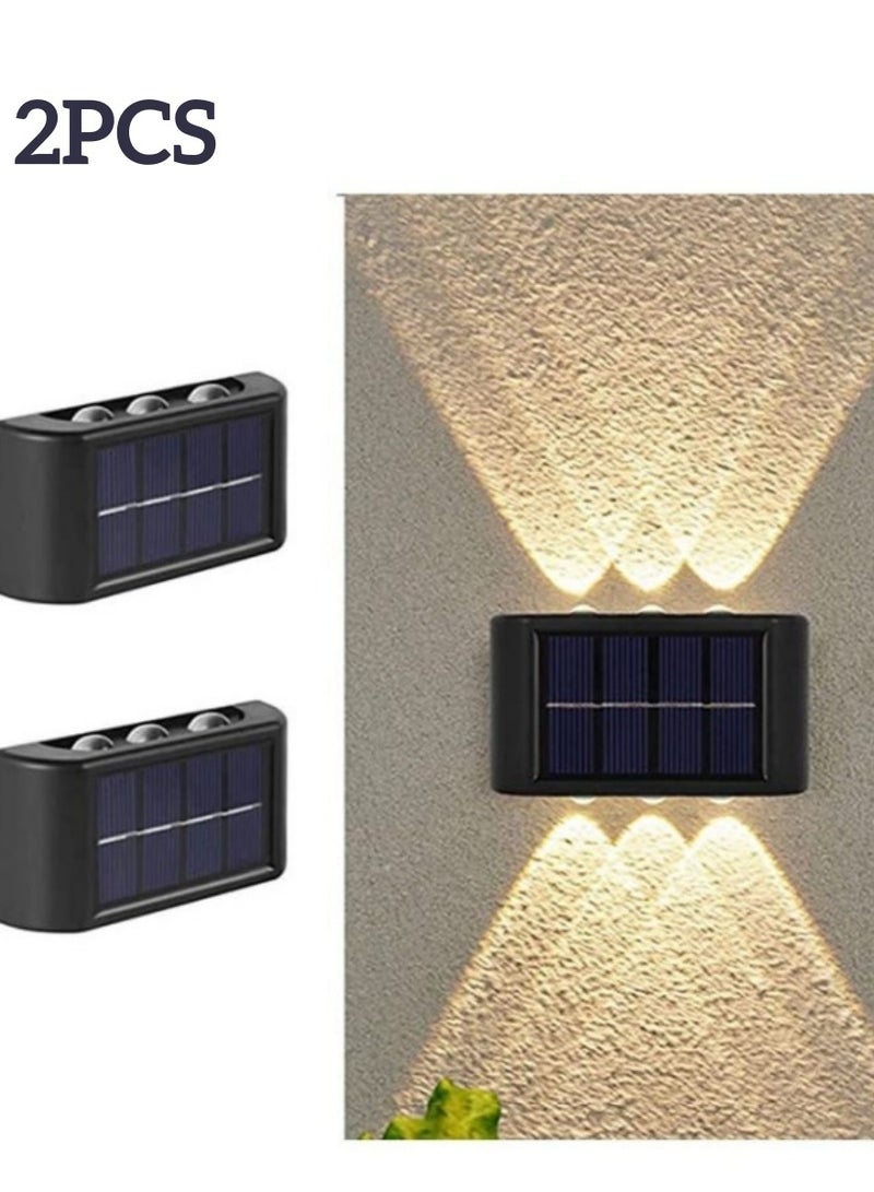 Rewell 2-Pieces 6 Lamp Beads LED Solar Outdoor Waterproof Warm Light Wall Lamps Light the Yard and Garden - Image 1