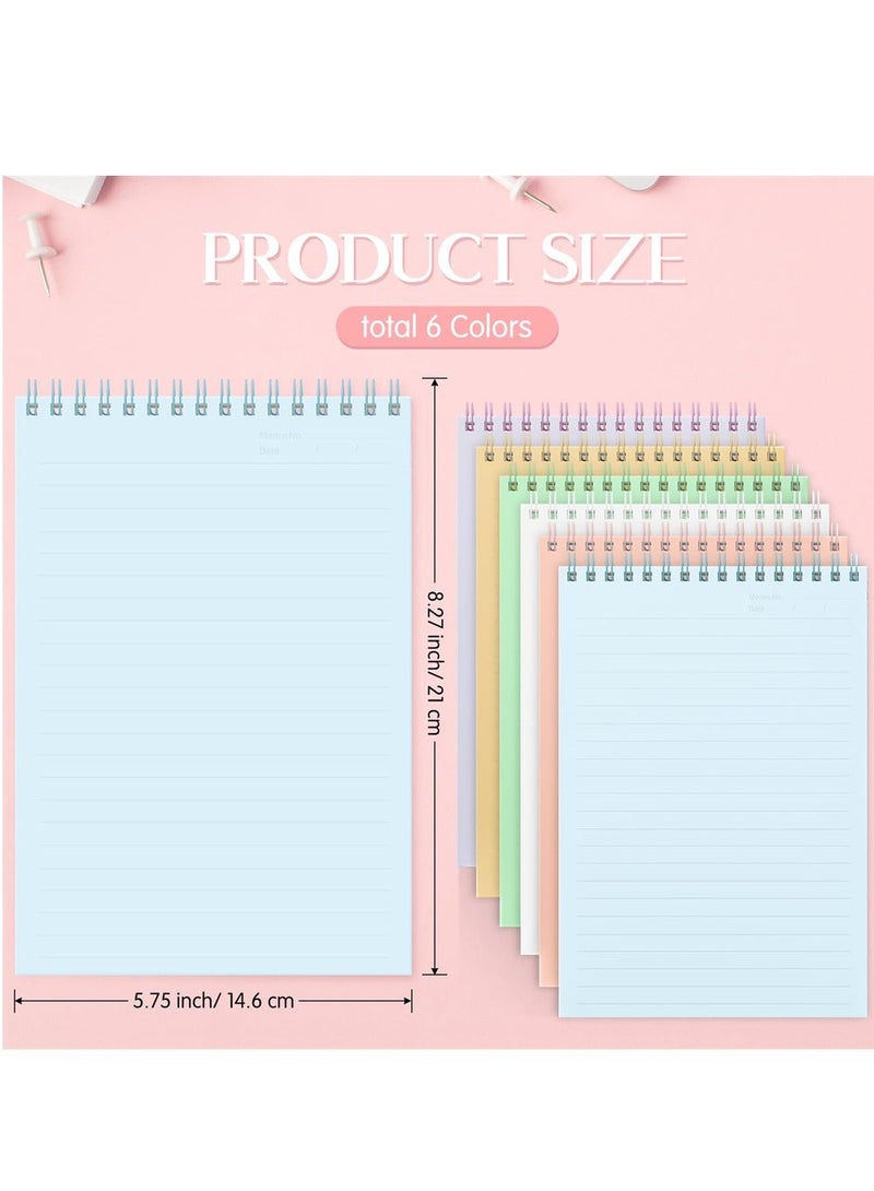 Spiral Notebooks, 12 Pcs Top Bound Spiral Notebook, A5 Steno Pads with Colorful PP Cover Ruled Lined Paper 80 Sheets (160 Pages) Journal Notepad forStudy and Notes, 6 Colors - Image 3