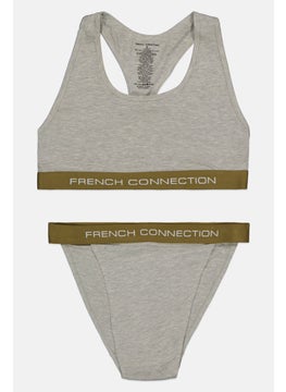 French Connection Women 2 Pieces Top And Bottom Lingerie Set, Grey  - Image 1