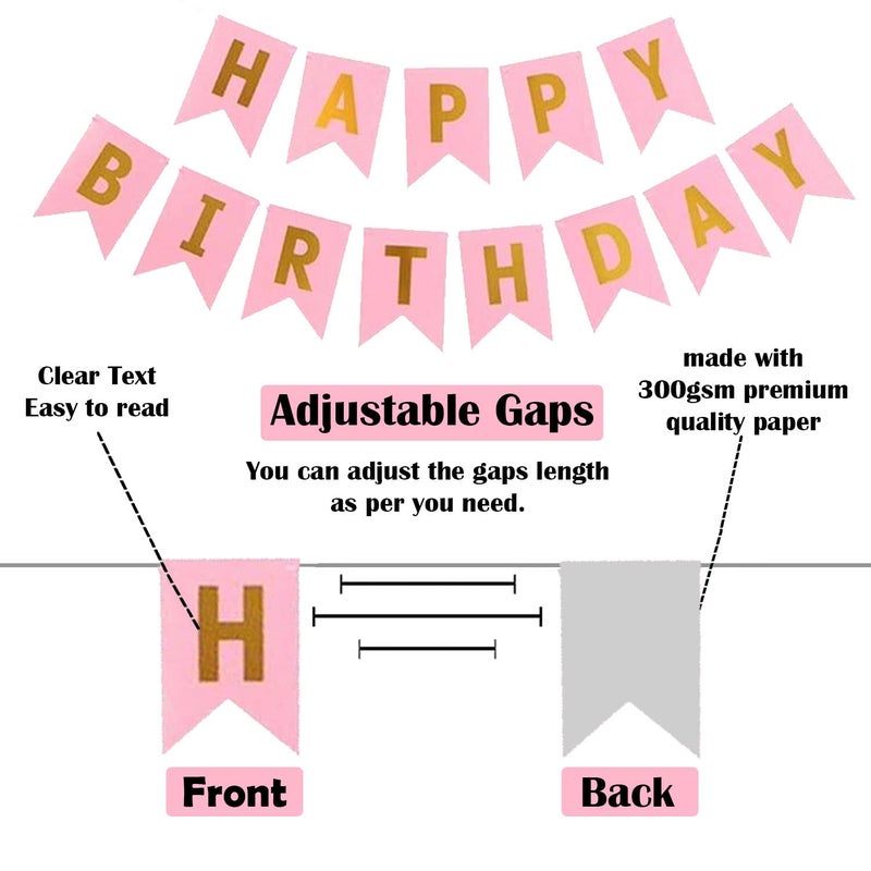 Party Propz Party Propz Birthday Decoration Items 44 PcsHappy Birthday Decoration Kit For Girls Happy Birthday BannerCardstock Happy Birthday Balloons for Decorations Items Pink Pastel Balloons - Image 4