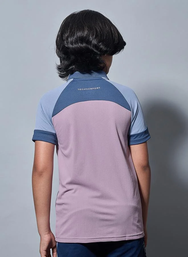 Technosport Technosport Boys Color Block Slim Fit Polo Sports T-Shirt