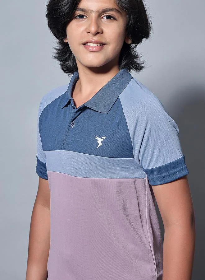 Technosport Technosport Boys Color Block Slim Fit Polo Sports T-Shirt