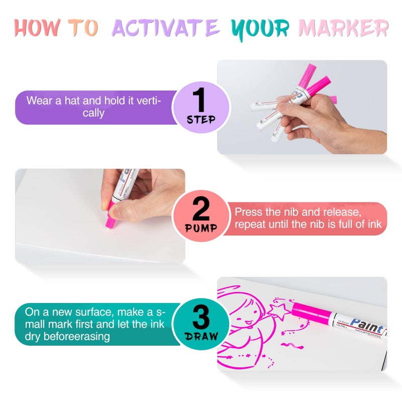 APOGO Paint Pens Paint Markers on Almost Anything Never Fade Quick Dry and Permanent, Oil-Based Waterproof Paint Marker Pen Set for Rocks Painting, Wood, Fabric, Plastic, Canvas, Pumpkins, Mugs, DIY Craft - Image 5
