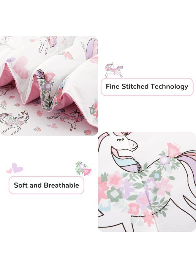 Viviland Kids Full Bedding Sets for Girls, Soft Full Comforter Set with Sheets, 7 Pieces Microfiber Bed in a Bag, White Unicorn - Image 3