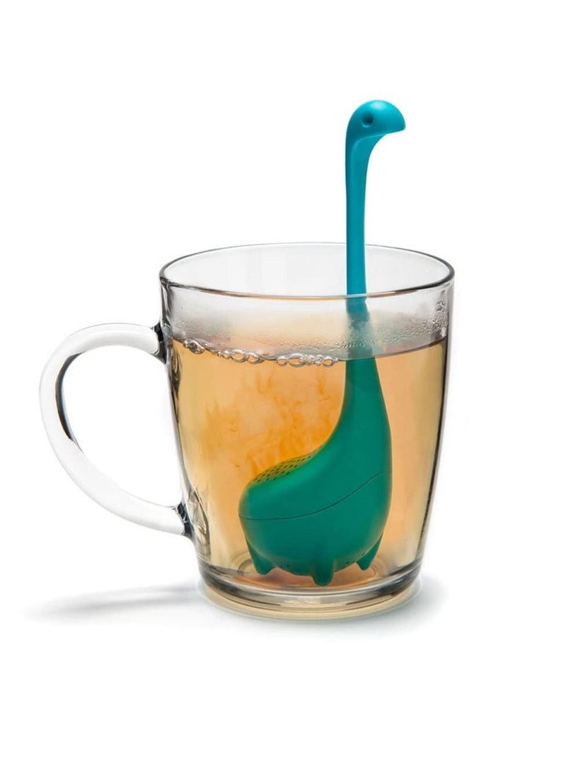 SYOSI - Baby Loose Leaf Tea Infuser, Cute Tea Infuser Strainer, Tea Leak Filter, Cute Tea Gifts - Long Handle Neck, Ball Body Lake Monster Silicone Tea Infuser for Herbal Tea - Image 1