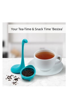 SYOSI Baby Loose Leaf Tea Infuser, Cute Tea Infuser Strainer, Tea Leak Filter, Cute Tea Gifts - Long Handle Neck, Ball Body Lake Monster Silicone Tea Infuser for Herbal Tea  - Image 4
