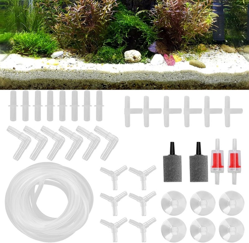 Aquarium Oxygen Tube Check Valve Fish Tank Bubble Stone Set, Fish Tank Air Accessories, Complete Aquarium Air Set with T - Connector, Straight Connector, L - Connector and Water Pi (Combined G4 meter - Image 5