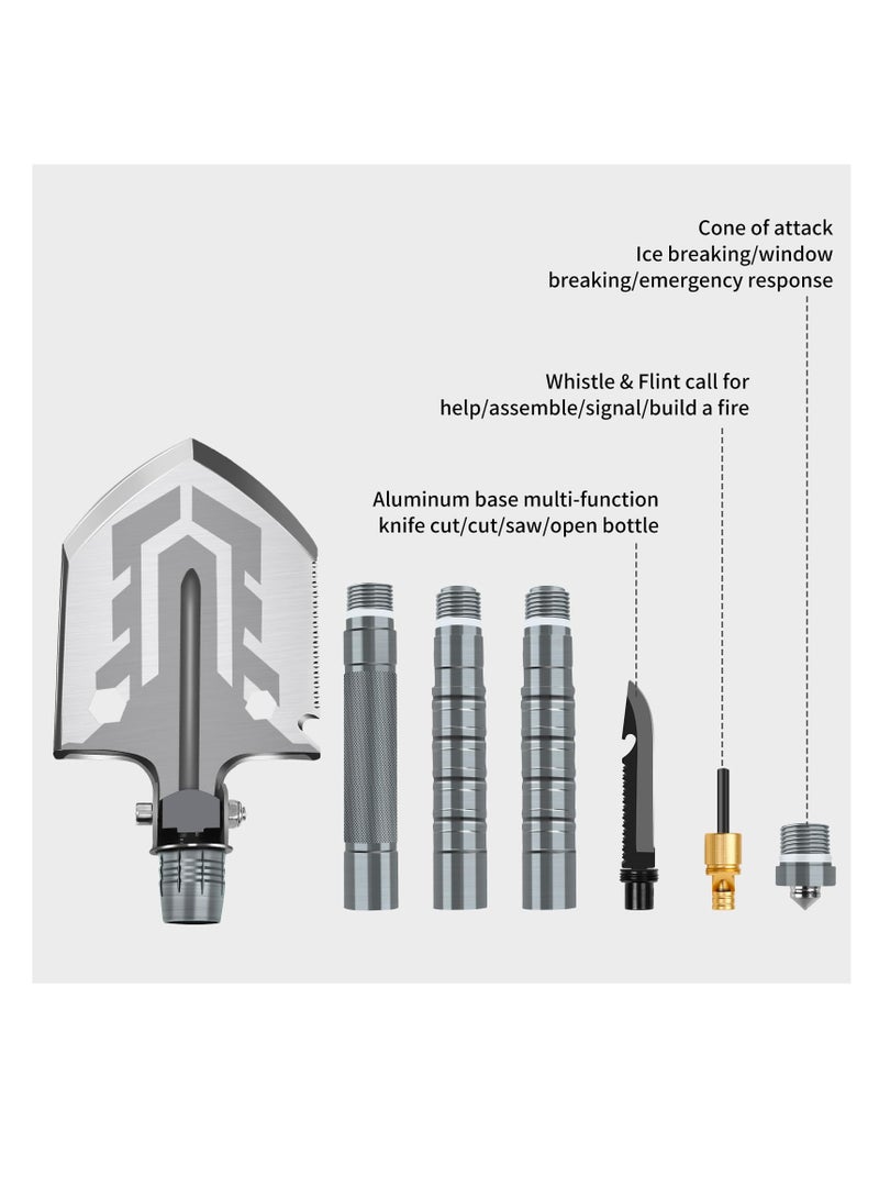 SOLARAE Folding Shovel - Camping Shovel, 23 in 1 Survival Gear and Supplies, Multifunctional Cleaning Shovel, Camping Essentials for Hiking, Camping, Gardening, Dredging, Metal Detecting,Car Emergency - Image 3