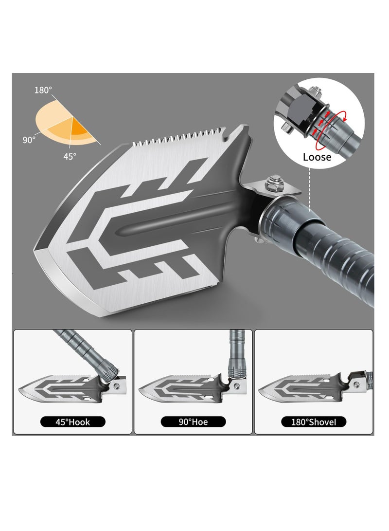SOLARAE Folding Shovel - Camping Shovel, 23 in 1 Survival Gear and Supplies, Multifunctional Cleaning Shovel, Camping Essentials for Hiking, Camping, Gardening, Dredging, Metal Detecting,Car Emergency - Image 4