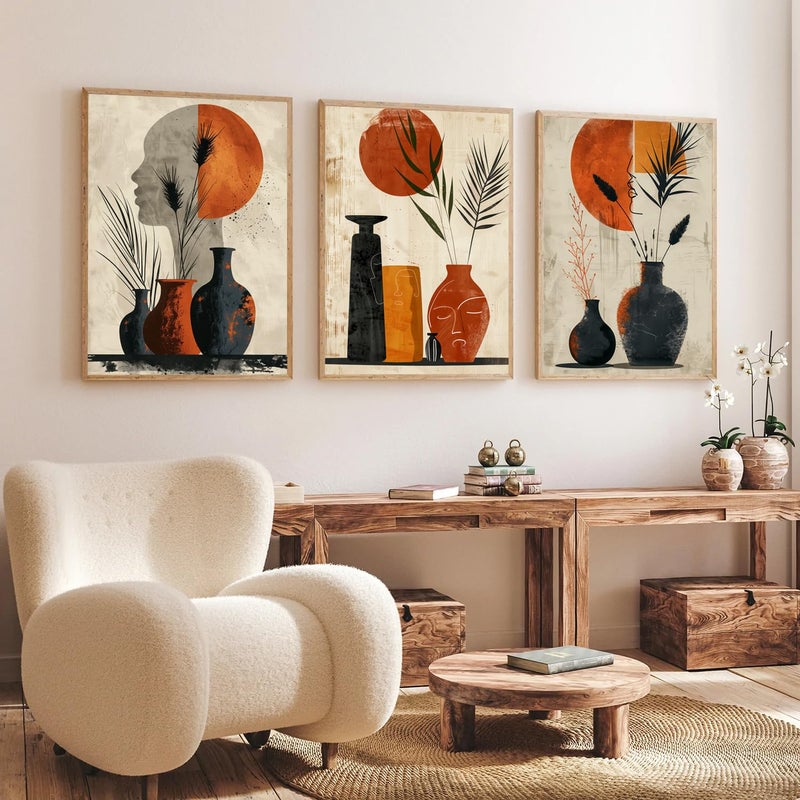Gamya Boho wall Art Paintings Modern Art Framed Wall Painting for Living Room Bedroom - Wall Posters | Paintings with Frame Set of 3 (14x18 Inches) (Art 3) - Image 5