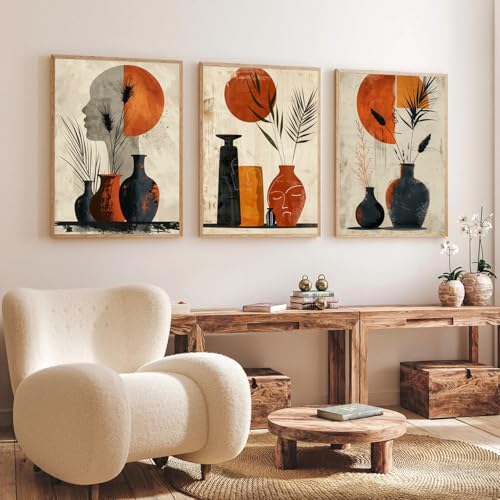 Gamya Boho wall Art Paintings Modern Art Framed Wall Painting for Living Room Bedroom - Wall Posters | Paintings with Frame Set of 3 (14x18 Inches) (Art 3) - Image 1