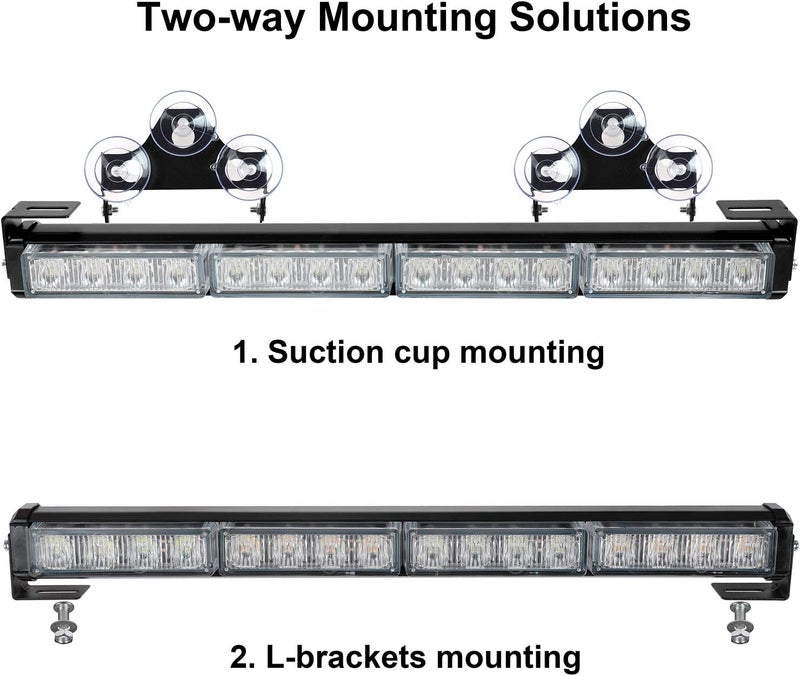 ASPL 2x16.8 inch Emergency Flashing LED Traffic Advisor Strobe Light Bar - 32 LED, 26 Flash Patterns, Blue/White - Image 5
