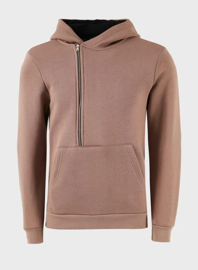 Buratti  Buratti Kangaroo Pocket Zip-Up Hooded Slim Fit Sweatshirt for Men 575707 for Men | Best Price UAE