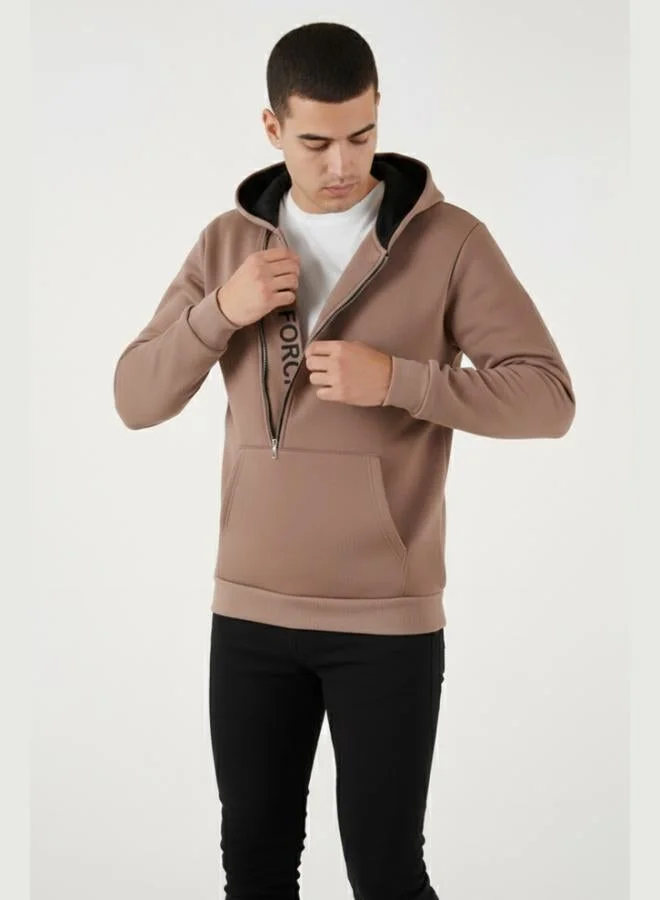 Buratti Kangaroo Pocket Zip-Up Hooded Slim Fit Sweatshirt for Men 575707