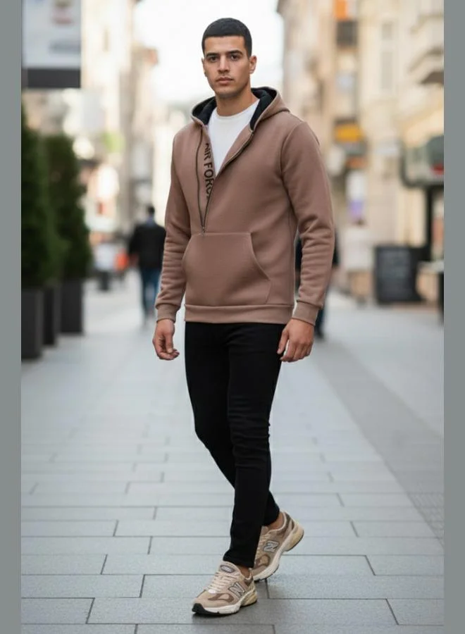 Buratti  Buratti Kangaroo Pocket Zip-Up Hooded Slim Fit Sweatshirt for Men 575707 for Men | Best Price UAE