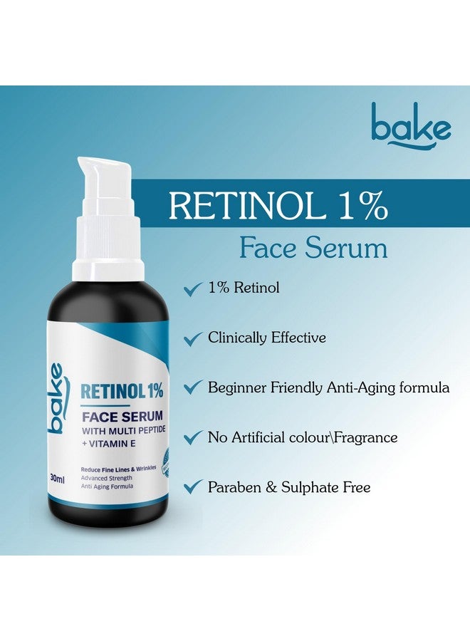 BAKE 1% Retinol Face Serum with Multi Peptides for Anti Aging,Reduces Fine Lines & Wrinkles | Advanced Strength Serum | 30ml (30.00 ml, 1% Retinol) - Image 3