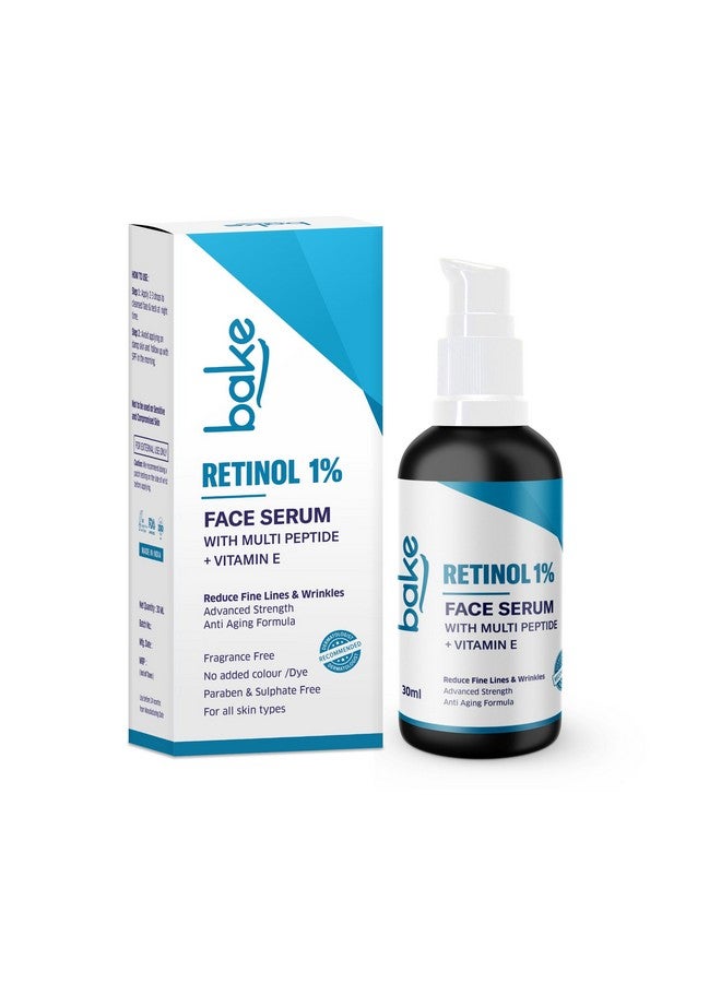 BAKE 1% Retinol Face Serum with Multi Peptides for Anti Aging,Reduces Fine Lines & Wrinkles | Advanced Strength Serum | 30ml (30.00 ml, 1% Retinol) - Image 1