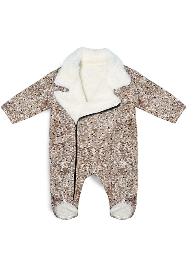 BabyShoora - Baby jumpsuit with a collar, lined with fur on the inside, and a side zipper - Image 1