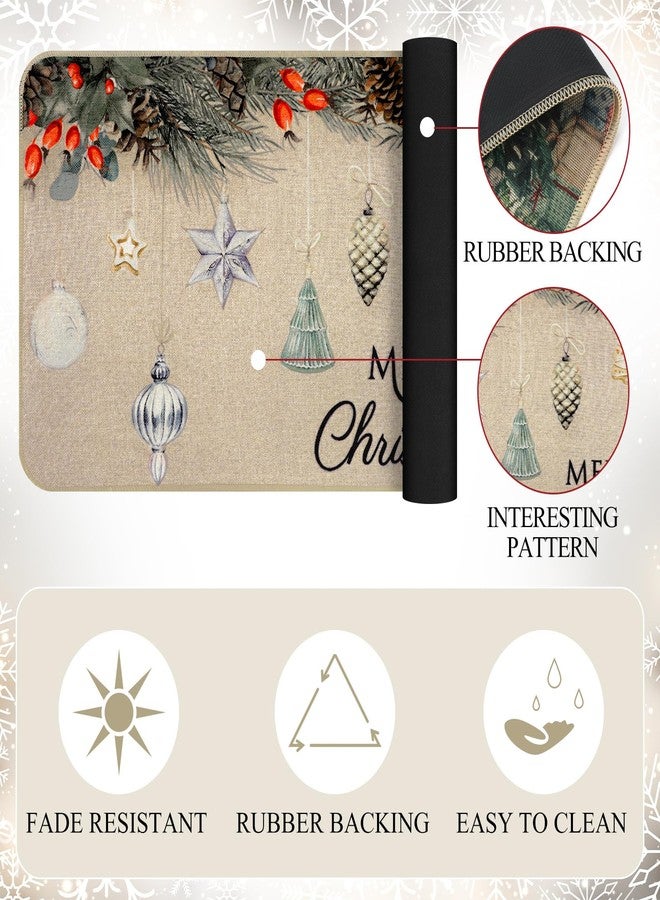 Tinideya Christmas Rug Christmas Farmhouse Kitchen Rug Set of 2 Xmas Tree Kitchen Mat for Farmhouse Bath Room Decor, 17 x 47 in, 17 x 28 in - Image 3