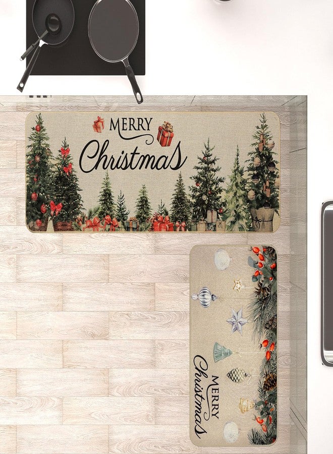 Tinideya Christmas Rug Christmas Farmhouse Kitchen Rug Set of 2 Xmas Tree Kitchen Mat for Farmhouse Bath Room Decor, 17 x 47 in, 17 x 28 in - Image 5