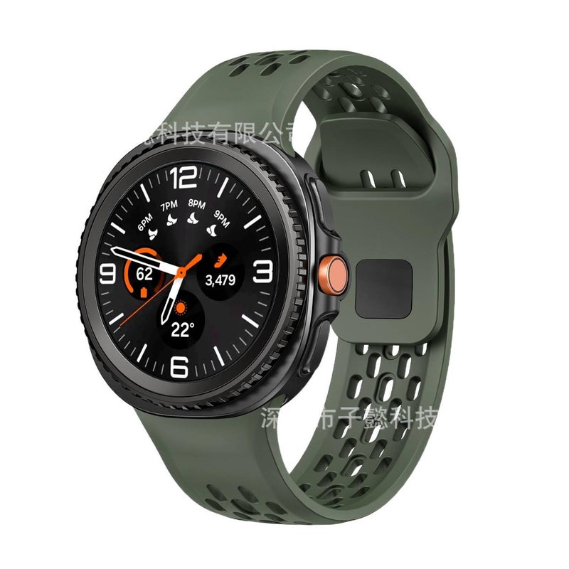 سوار ساعة ذكية رياضي من السيليكون متوافق باللون أخضر قابل للتعديل مع Samsung Galaxy Watch 8 بملاءمة قابلة للتعديل وحزام ناعم للاستبدال اليومي - Image 1