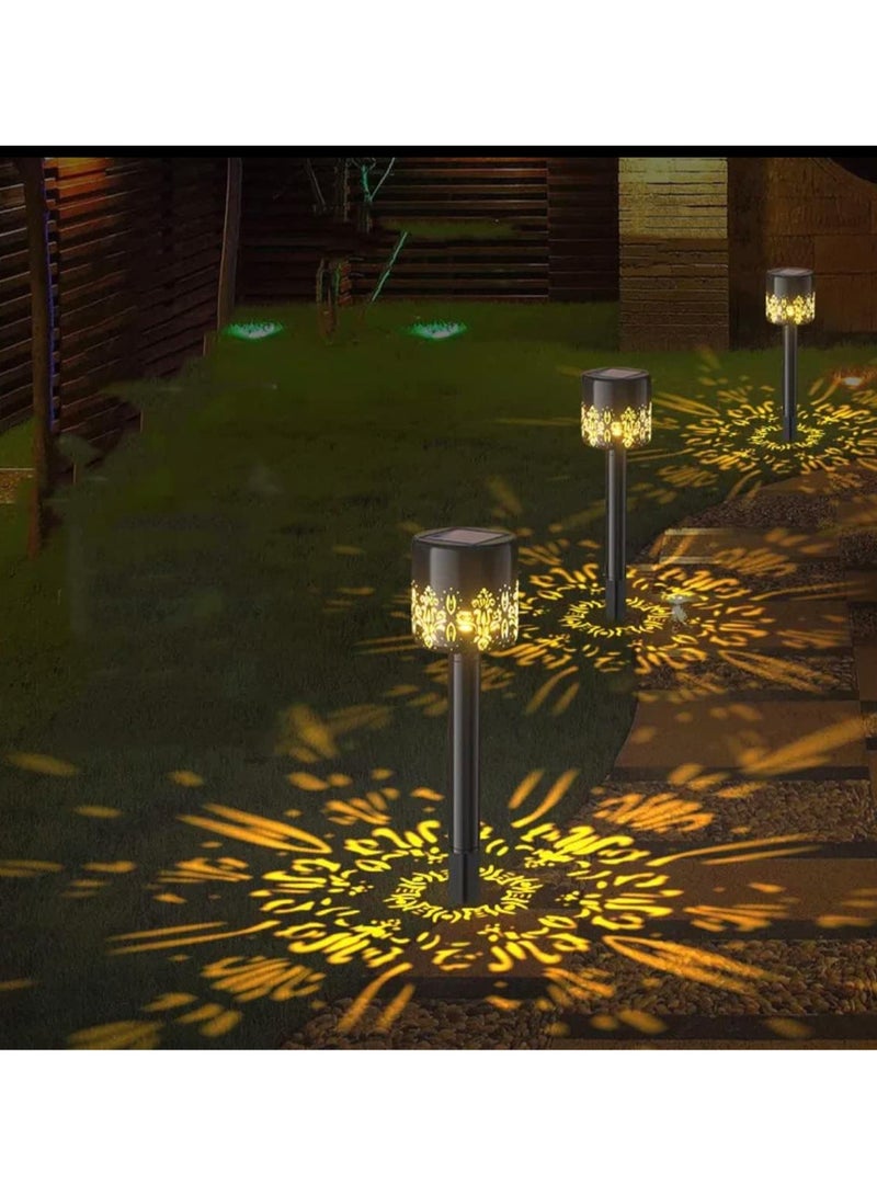 BLUE CORAL 4 Pack Solar Outdoor Hollow Projection Flame Torch Lawn Lamp Garden Decor Landscape Courtyard LED Waterproof Night Light  - Image 1