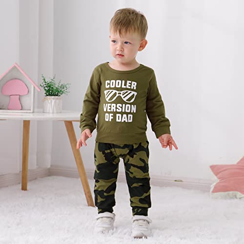 YALLET 18-24 Months Baby Boy Clothes Toddler Fall Winter Outfit Letter Print Long Sleeve Clothing 2PC Infant Hoodie Sweatshirts + Pants Set, Green - Image 3