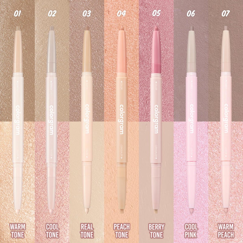 COLORGRAM Under Eye Highlighter Stick 07 Warm Peach | Silky-Smooth Long-Lasting Highlighter & Contouring Stick for Smudge-Proof, Shining Daily Makeup | K-Beauty Face Highlighters & Luminizers - Image 2